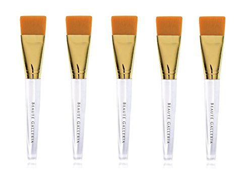 Beaute Galleria 5 Pieces Soft Nylon Bristles Facial Mask Brush Tool for Clay Mud Charcoal Face Eye Nose Mess Free DIY Home Spa Applicator