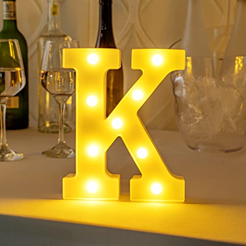 Image of Restaurantware Illumify 6.9 x 1.2 x 8.7 Inch Light Up Letter 1 Durable Marquee LED Light - Letter K Touchproof White Plastic Party Light Keyhole Slot For Parties Weddings Or Special Events