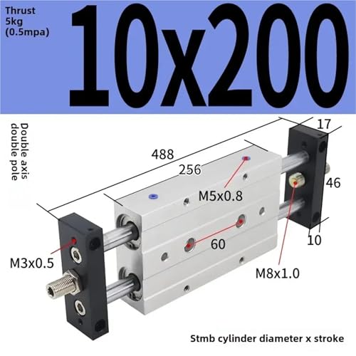 Vérin pneumatique double tige STMB avec course réglable - 3
