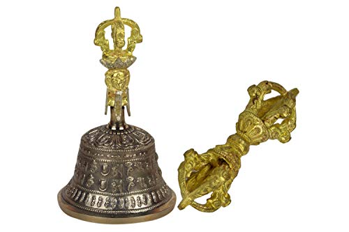 Tibetan Meditation Bell and Dorjee set, for Buddhist meditation, ritual practice, best meditative sound.