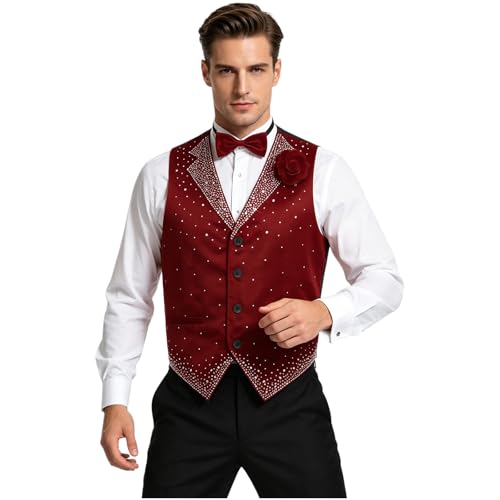 Gilet formel pour homme avec nœud papillon et broche fleur pour costume de mariage