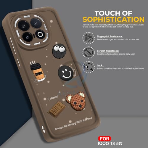 Image of AESTMO Back Case Cover for iQOO 13 5G Cover | Cute Fun Cartoon 3D Ball | Coffee Silicone Case | Full Body Protection | Camera Protection Back Cover for iQOO 13 5G (Brown)