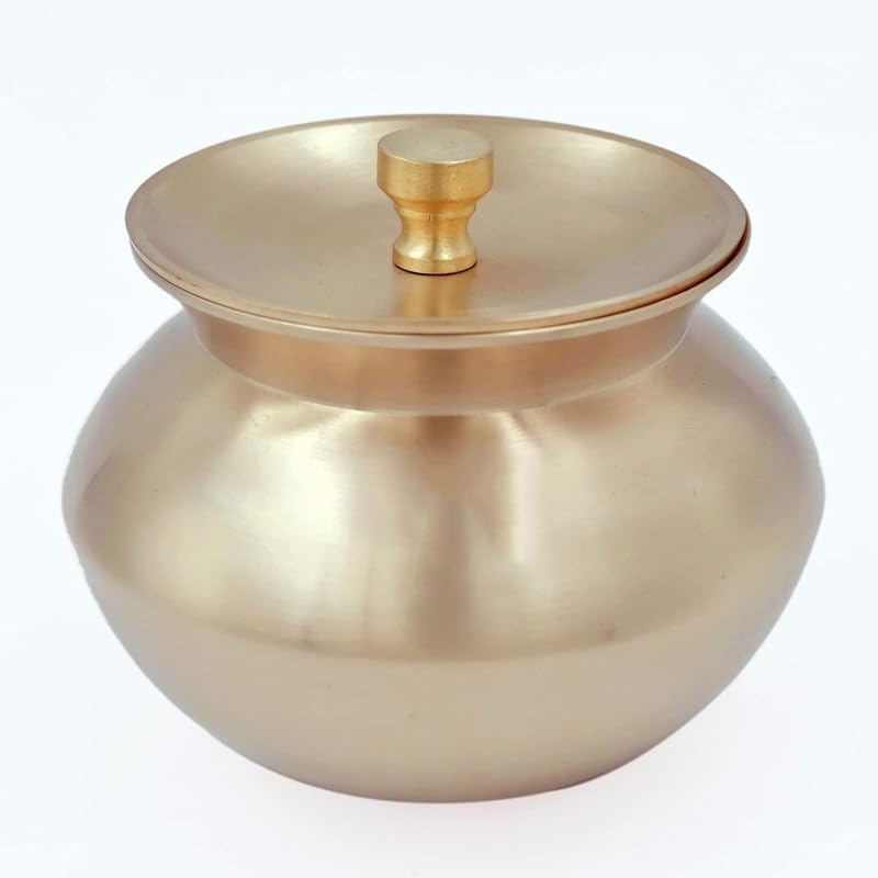 Image of Kansa Serving Handi Matte Polished Finish Lota With Lid Cookware And Serveware Bronze Handi For Kitchen (500 ML)