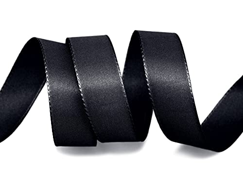 finemark 50 m x 25 mm taffeta ribbon black decorative ribbon gift ribbon fabric ribbon table decoration wedding Easter ribbon Visco taffeta card making crafts - Image 2