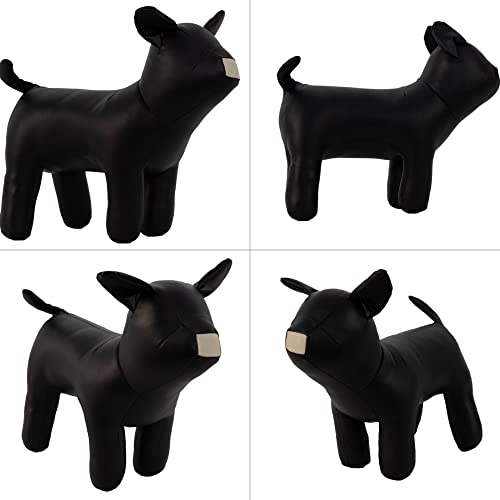 Hunde-Schaufensterpuppen, aus PU-Leder, stehend, flexibel, dehnbar, für Hundebekleidung, Haustierkleidung, Hundegeschäft, Bulldoggen-Stil, Schwarz