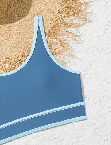 KORADI Girls Swimsuits 3 Piece Bathing Suit Bikini Set with Sporty Shorts High Waist Bikini Beach Swimwear 8-14 Years4