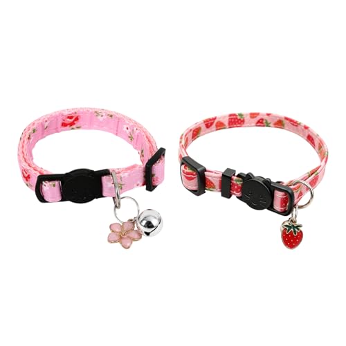 DUINIU 2 Collari per Gatti Rosa, Collari Regolabili di Sicurezza, Accessori per La Decorazione di Animali Domestici, Collari per Gattini.