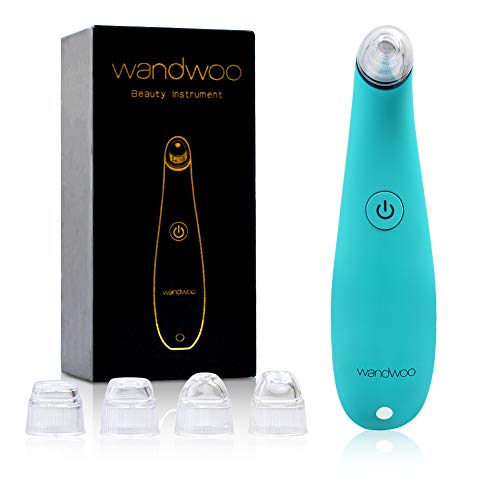 Blackhead Remover Vacuum Pore Cleaner- Wandwoo 2018 Upgraded USB Rechargeable Acne Extractor Tool Exfoliating Machine with 4 Level Suction Power and 4 Replacement Probes for Facial Treatment（Blue）