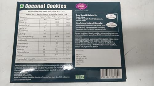 Image of Karachi Bakery Coconut Flavour Cookies 400g | Delicious Snack | Tea Time Snack | Vegetarian (Pack of 2)