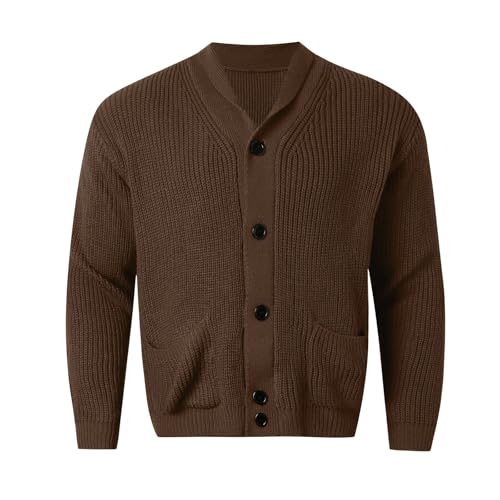 Mens Shawl Collar Cardigan Sweater Casual Long Sleeve Button Down Cable Knit Winter Chunky Sweaters with Pockets4