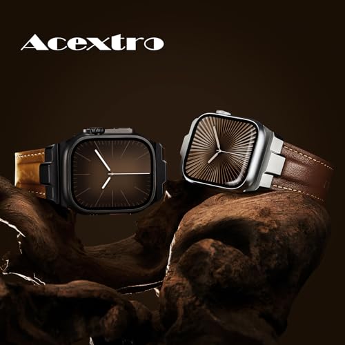 Image of Leather bands Compatible With Apple Watch Ultra Band 49mm 46mm 45mm 44mm 42mm, Superior Genuine Leather Rugged Metal Connector Durable Strap for Men iWatch Ultra3 2 1,Series 11 10 9 8 7 6 5 4 3 SE3 SE