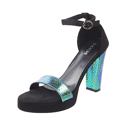 Mochi Women Black Synthetic Leather Heel Sandal UK/4 EU/37 - Image 2