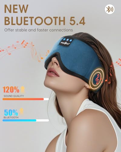 MUSICOZY 3D Bluetooth Sleep Mask Headphones, 100% Blockout Sleep Headphones with Bluetooth 5.4, 16H Play, Soft Eye Mask with Headphone for Sleeping,Travel,Nap & Side Sleepers, Gift for Men/Women - Image 5
