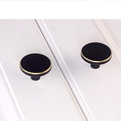 Black Solid Brass Cabinet Knobs Round Dresser Kitchen Furniture Drawer Pull Handles Hardware 10pack (28x20mm,10 Pack)