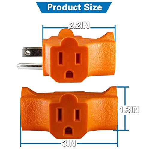 Kasonic 3-Outlet Grounding Adapter - 3 Pack + Outdoor Timer Outlet, 24 Hour Mechanical Timer Switch #TOP2