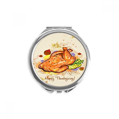 Miroir de poche dinde de Thanksgiving multicolore 6,6 cm de diamètre