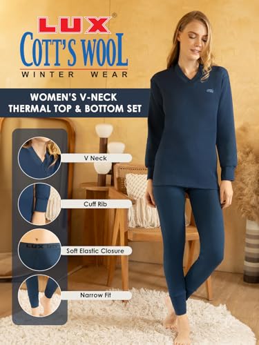 Image of Lux Cottswool Women's Upper and Lower Thermal Set | Thermal Set for Women