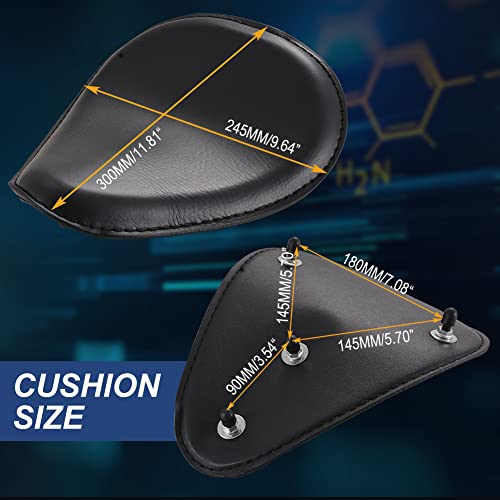 Katur Black Leather Solo Seat 3Inch Spring Mounting Bracket Kit For Harley Harley Honda Yamaha Kawasaki Suzuki Sportster Bobber Chopper #TOP2