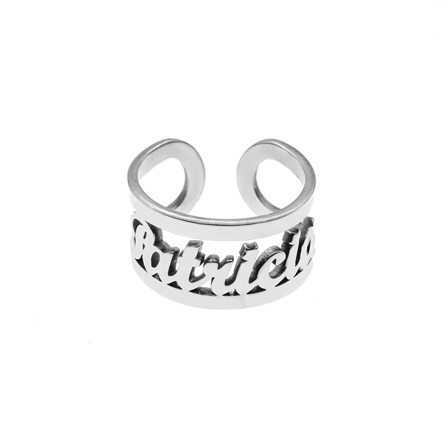 Anillo con Nombre Plata De Ley personalizado Ajustable al Dedo - Regalo Original para Mujer