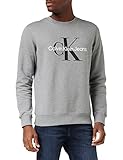 Calvin Klein Jeans Core Monogram Crewneck Suéter pulóver para Hombre, Gris medio (Jaspeado), XL