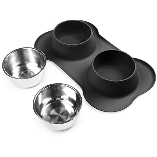 image for URPOWER Dog Bowls 60 Oz in Total Large Size 2 Stainless Steel Dog Bowl