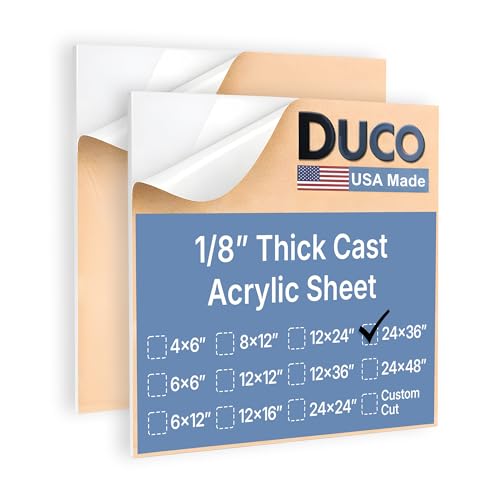 Image of Duco White Cast Acrylic Sheets 1 /8 inch (3mm) Thick 24 inch x 36 inch - 2 Pack of USA-Made Translucent White Plexiglass Sheet - Shatter Resistant Acrylic Board for Signs, Displays, Frames, & Decorative Projects