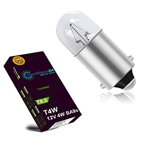LIGHTWORLD24 10x T4W BA9s Standlicht-Lampe Autolampe 12V 4W Birnen Auto Standlicht Innenraumbeleuchtung Innenbeleuchtung Signallampe