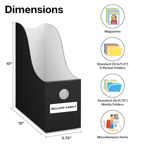 Dunwell MAGZFL-BLK Black Magazine File Holder (2 Pack) - Sturdy Cardboard Magazine Holder, Folder Organizer thumb #2