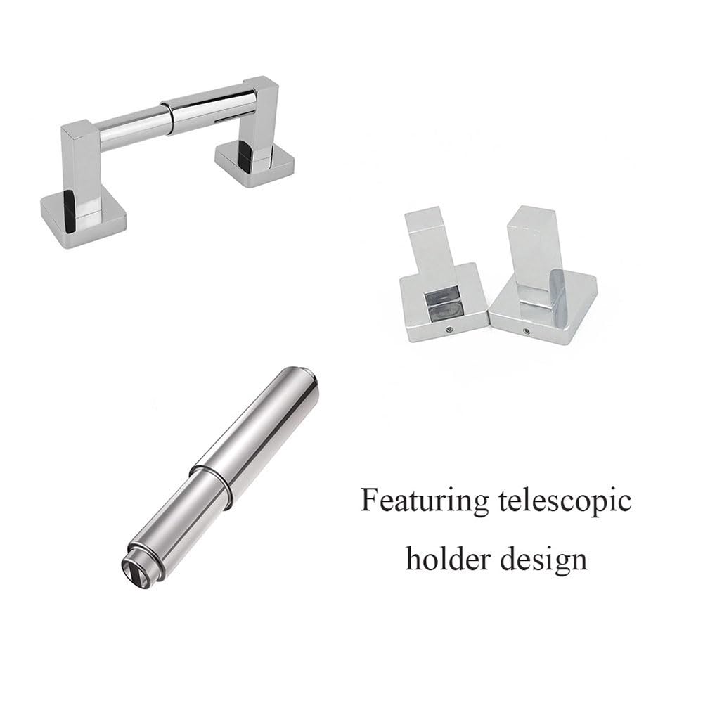 Silver Paper Towel Holder - Modern Spring Wall Moun Paper Tissue Towel Bar Holder for Kitchen, Bathroom, Toliet, Easy Installation