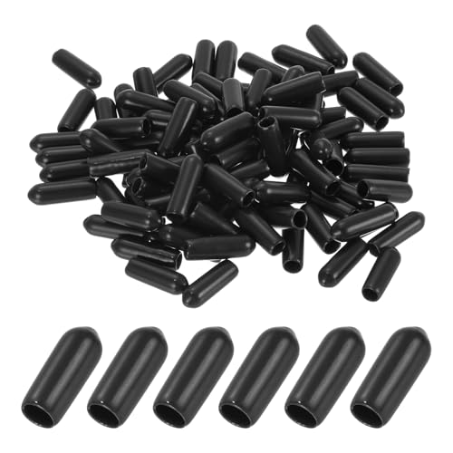 PATIKIL - PATIKIL 4MM Vinyl Rubber End Caps, 100 Pack Flexible Bolt Screw Covers Caps Round Thread Protector Caps for Metal Tubing Rod Bolts, Black