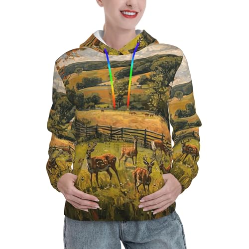 Sweat biche femme : hoodie graphique imprimé et sweat-shirt automne ajusté
