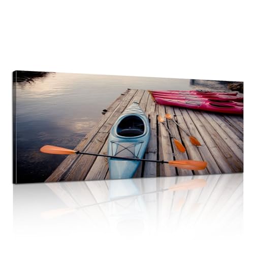 Canvas Wall Art Kayak Oars Pier Kayaks 20x40 Framed Poster