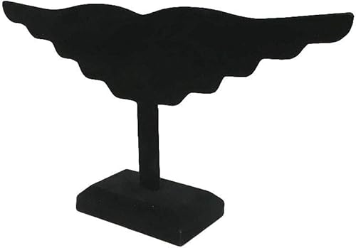 DBM IMPORTS Soporte de pendiente de ala de terciopelo negro Soporte de exhibición de joyería 10 pares de aretes de 12 pulgadas