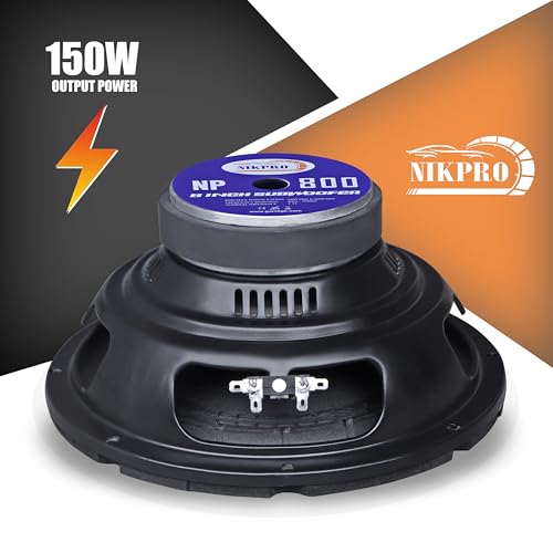 Image of NIKPRO 8-Inch Car Subwoofer Speaker | 800W Peak Power, 150W RMS | 4 Ohm | 4-Layer Copper Voice Coil | Deep Bass for Car, Home & Theater | Black & Orange