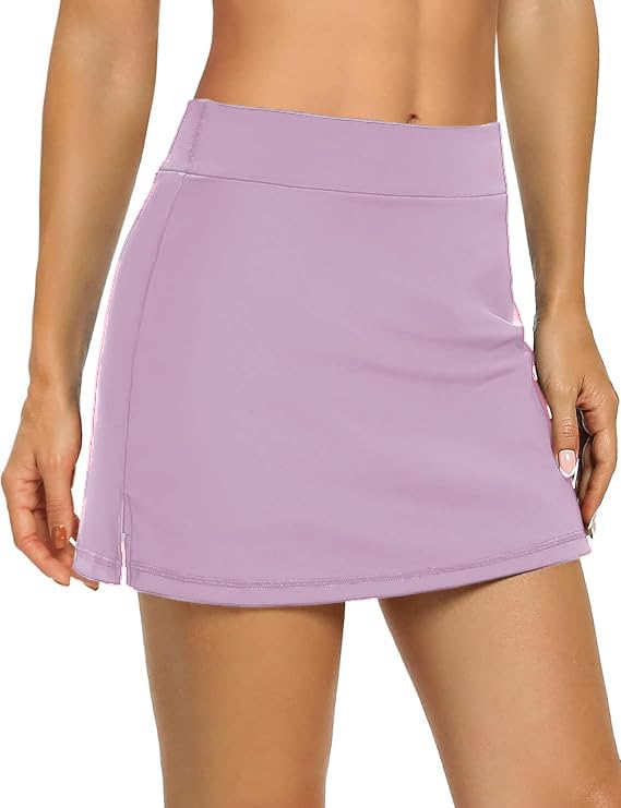 Image of Nora Nico Women's & Girls High Rise Flared Skorts Stretchy Opaque Skater Skirts with Shorts with Side Pocket