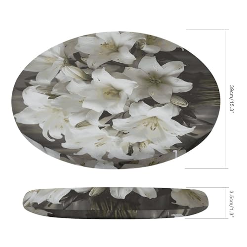 Coussin de sol de méditation en mousse mémoire de forme imprimé lys blanc 39 cm - 3
