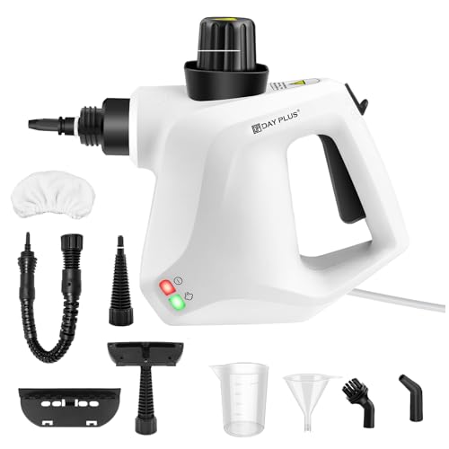 1000 W Limpiador de vapor de mano, portátil, 3,2 bares de presión de vapor, limpiador a vapor con 9 accesorios para suelos, azulejos, sofás