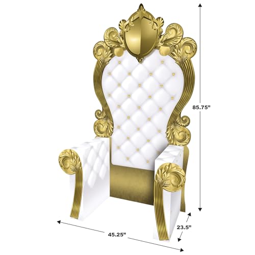Beistle 3-D White and Gold Throne Stand-Up Prop, Large Cardboard Chair Party Cutout Decoration for Proms, School Dances, Birthdays, Quinceañeras and Milestone Celebrations, 7’ 1.75” x 3’ 9.25” - Image 3