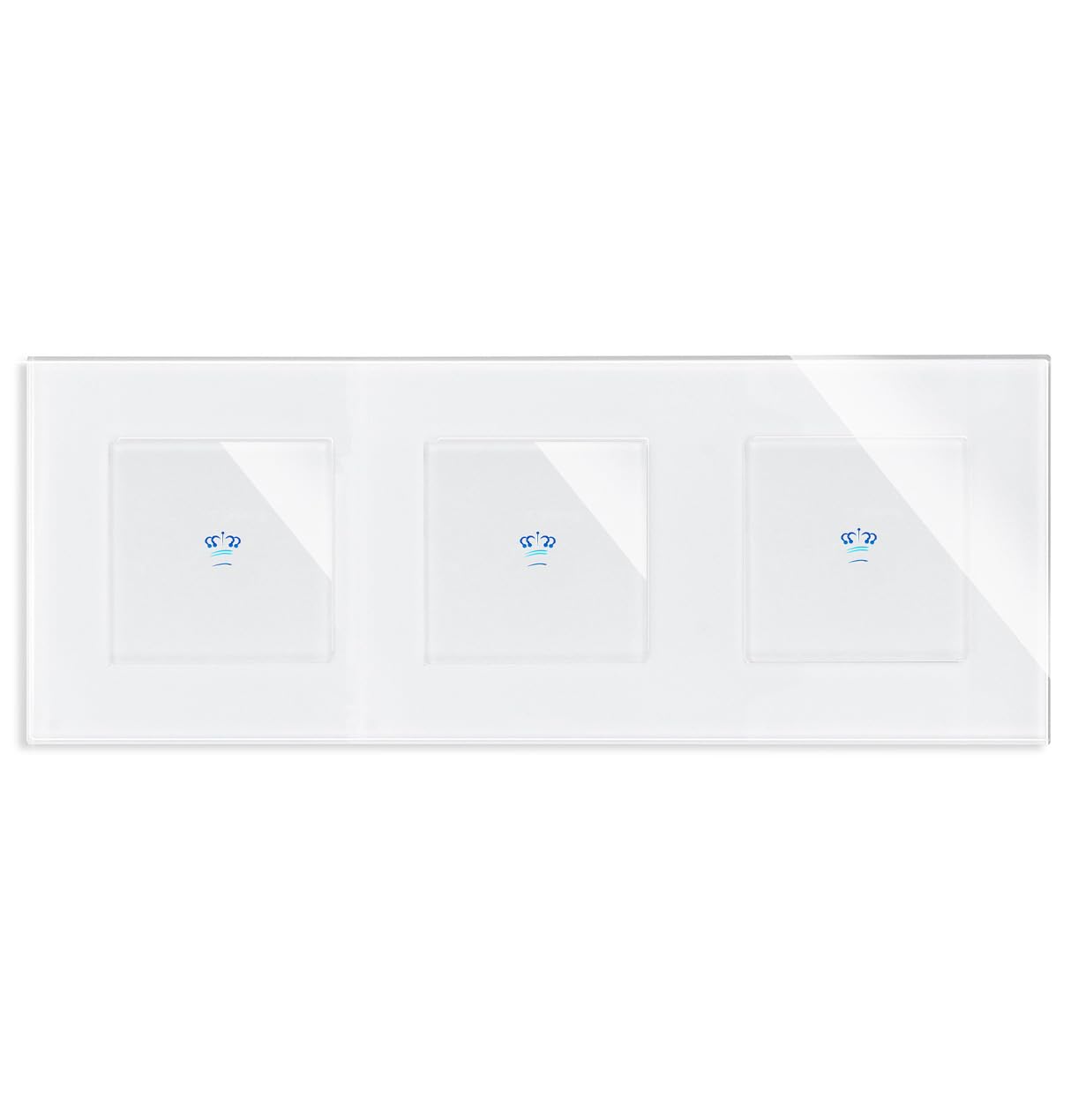 KRONE Touch 3x Lichtschalter inkl. 3-Fach Glasrahmen in weiß Ein/Aus Touchschalter 1-Weg Wandschalter für Unterputz