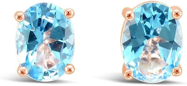 Le Vian Oval Stud Earrings for Women I 14k Yellow or Rose Gold Plated 925 Sterling Silver Earrings for Her I Classic Unisex Push Back Studs I 8x6 mm