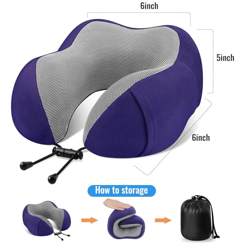 CloudBliss Travel Pillow Premium Memory Foam, Comfortable & Supportive Neck Pillow, Pain Relief Sleeping Neck Pillows for Travel, Airplane Pillow for Sleeping Airplane, Car, Office and Home - Image 3