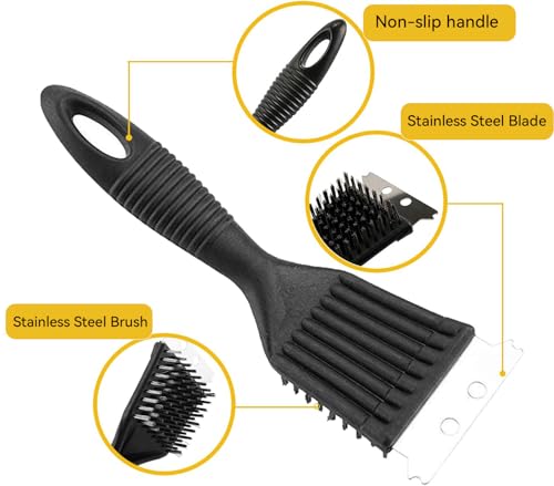 BBQ Cleaner, 2 Packs Metal BBQ Grill Cleaning Brush and Scraper. 12-Inch and 8-Inch Steel Barbecue Bristle Cleaner for Barbecue Grill Kitchen Cleaning Brush for Easier and Effective Clean 3 BBQ Cleaner, 2 Packs Metal BBQ Grill Cleaning Brush and Scraper. 12-Inch and 8-Inch Steel Barbecue Bristle Cleaner for Barbecue Grill Kitchen Cleaning Brush for Easier and Effective Clean - Image 3