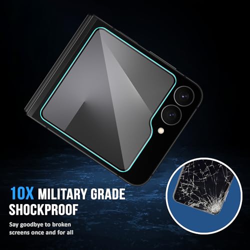 Image of FIRST MART Tempered Glass Screen Protector for Samsung Galaxy Z Flip 7 FE - Full-Glue Screen Guard, 3D Edge to Edge, HD Clear, Bubble-Free, Case-Friendly, Black, Pack of 2