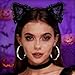 Fampery 6PCS Lace Cat Ears Headbands - Black Lace Headwear for Women Fashion - Black Halloween Christmas Fancy Dress Hair Band for Cosplay, Costume Accessories, Party Decoration