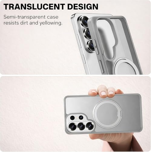 Image of DIZORO TPU Magnetic 360 Ring Stand Case Fit Compatible with Samsung Galaxy S26 Ultra Case, Compatible with MagSafe & Wireless Charging,Military Grade Drop Tested,Translucent, Back Cover (Titanium)