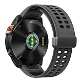 CZhkg Silicona Deportes Brazalete para Garmin Fenix 7x Pro Strap, 26mm Repuesto Correa liberación Rápida Armband Correa de Reloj Wristband para Garmin Fenix 7x Pro/Fenix 7x (gris negro)