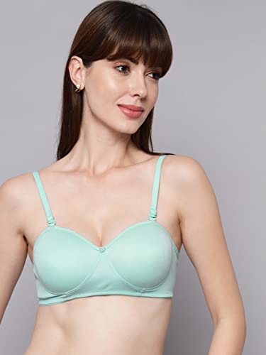 Image of SPUNN Women's Cotton Blend Light Padded Wirefree Full Coverage T-Shirt Bra Combo
