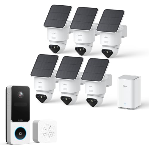 aosu T2 Ultra 4K Solar Outdoor Wireless Security Cameras 6-Cam Kit + 2k Wireless Doorbell Camera with Chime No Subscript - Detailed View