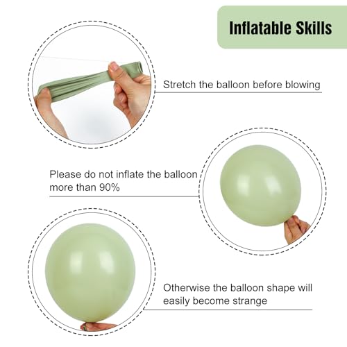 Image of RUBFAC Dusty Green Balloons 129pcs Different Sizes Pack of 18 12 10 5 Inch, Latex Boho Sage Green Balloon Garland Arch Kit for Wedding Dinosaur Jungle Safari Birthday Party Decorations