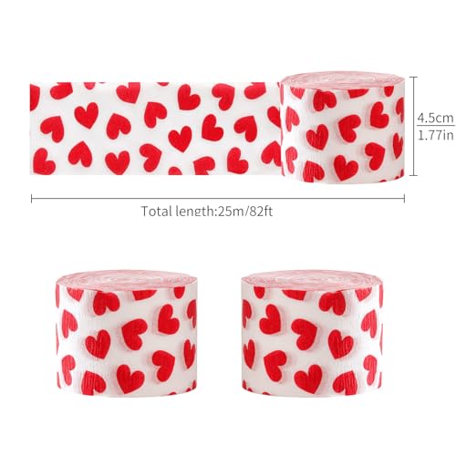 Image of Party-Decorations Red Heart Valentines Day Streamers - 8 Rolls Special Night Galentines Crepe Paper Streamer Garland,Girl Romantic Wedding Anniversary Baby Bridal Shower Engagement Decor Panduola